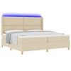 vidaXL Cama Box com colch&atilde;o com cabeceira Creme 200 x 200 cm tecido