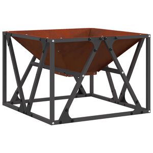 vidaXL Fire Pit Castanho 50 x 50 x 35 cm A&ccedil;o resistente &agrave;s intemp&eacute;ries