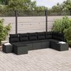 vidaXL Conjunto de Sof&aacute; de Jardim com almofada 7 pcs Preto vime PE