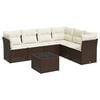 vidaXL 7 pcs conjunto de sof&aacute;s jardim c/ almofad&otilde;es vime PE castanho