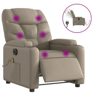 vidaXL Poltrona massagens reclin&aacute;vel el&eacute;trica couro artif. cappuccino