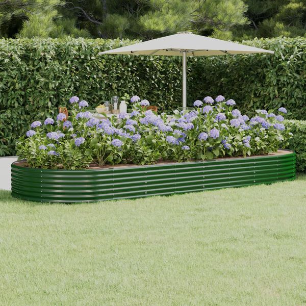 vidaXL Canteiro elevado jardim 373x140x36 cm a&ccedil;o galvanizado verde