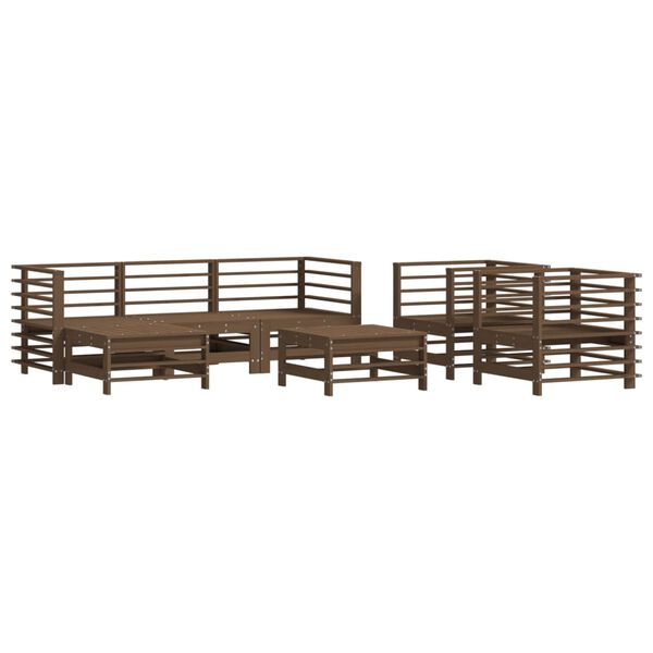 vidaXL 7 pcs conjunto lounge jardim madeira pinho maci&ccedil;a castanho-mel