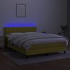vidaXL Cama box spring c/ colch&atilde;o e LED 140x190 cm tecido azul