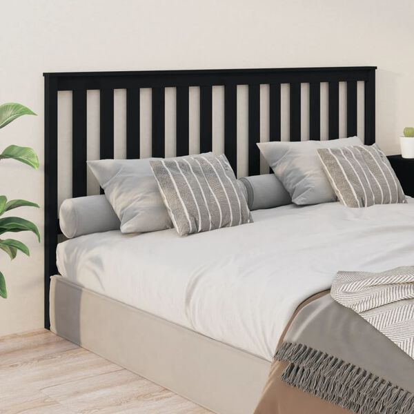vidaXL Cabeceira de cama 186x6x101 cm pinho maci&ccedil;o preto