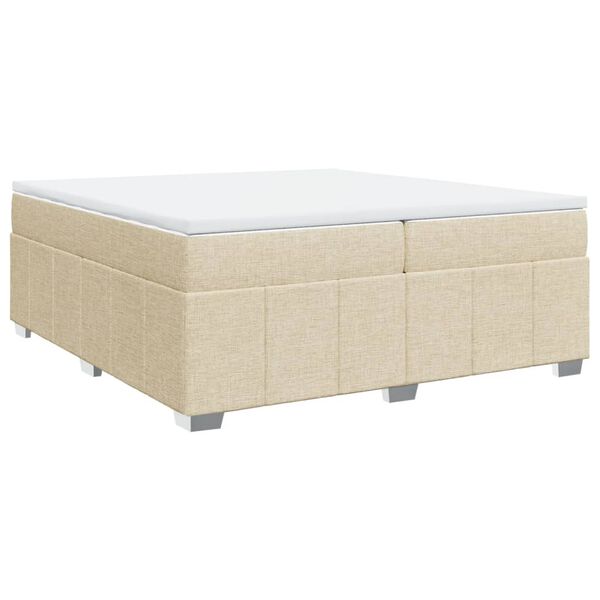 vidaXL Cama com molas/colch&atilde;o 200x200 cm tecido cor creme