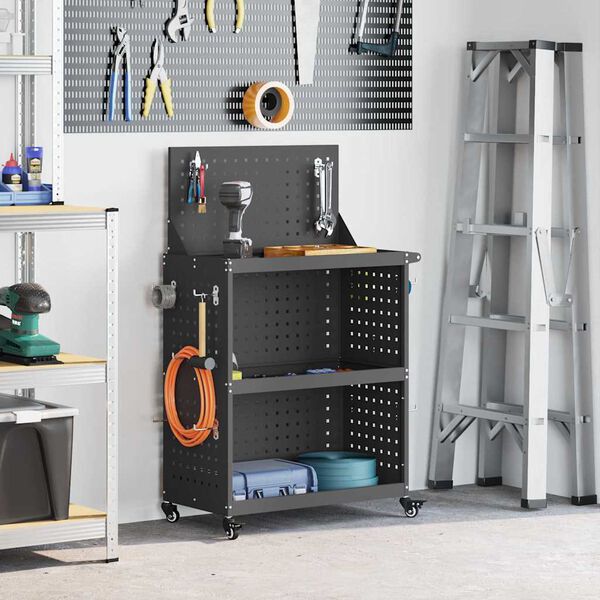 vidaXL Carro de Ferramentas Preto 65 x 35 x 111 cm Aço laminado a frio