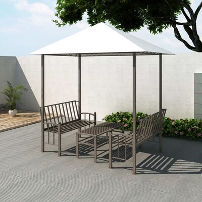 vidaXL Pérgula para jardim com mesa e bancos 2,5x1,5x2,4 m