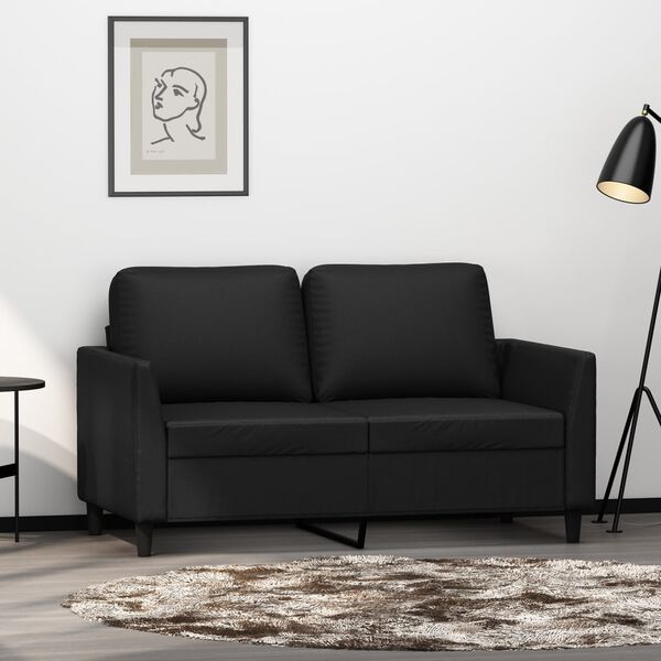 vidaXL Sof&aacute; de 2 lugares 120 cm couro artificial preto