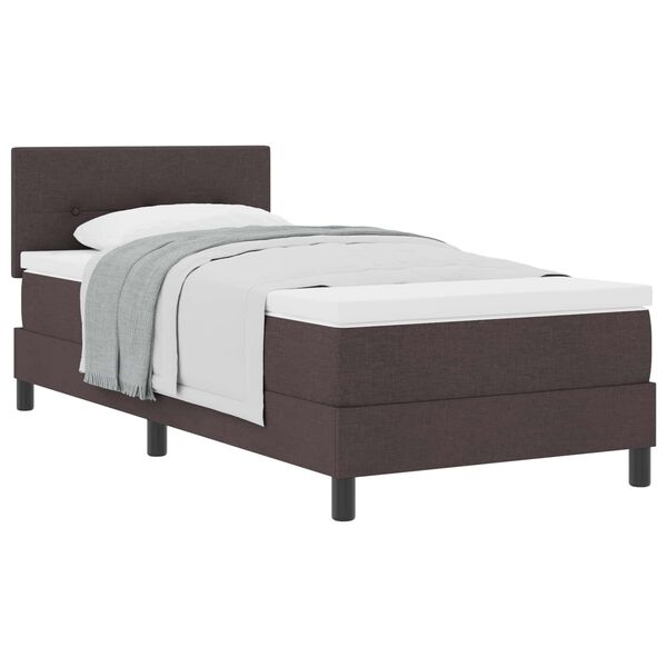 vidaXL Cama Box com colch&atilde;o Marrom Escuro 100 x 200 cm tecido