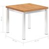 vidaXL Mesa de apoio jardim 45x45x38 cm teca maciça/aço inoxidável
