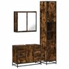vidaXL 3 pcs conjunto de m&oacute;veis WC madeira processada carvalho fumado