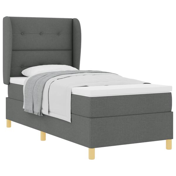 vidaXL Cama Box com colch&atilde;o Cinza Escuro 200 x 90 cm tecido