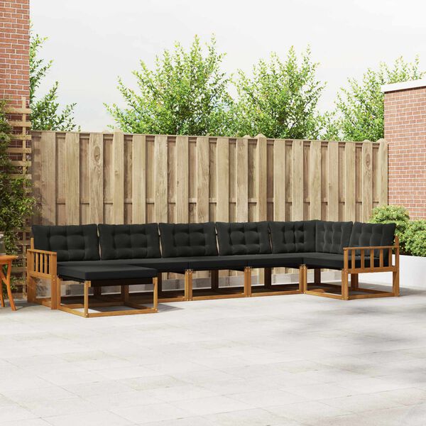 vidaXL Conjunto de Sof&aacute;s para Exterior 21 pcs Natural e Preto