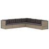 vidaXL 7 pcs conjunto lounge de jardim c/ almofad&otilde;es vime PE cinzento