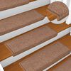 vidaXL Tapetes de escada 30 pe&ccedil;as 65x21x4 cm marrom com borda retangular