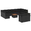 vidaXL 13 pcs conjunto de sof&aacute;s de jardim com almofad&otilde;es vime PE preto
