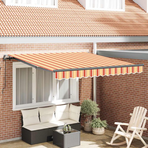 vidaXL Toldo Retr&aacute;til Amarelo e Laranja 300 x 250 cm Poli&eacute;ster e A&ccedil;o