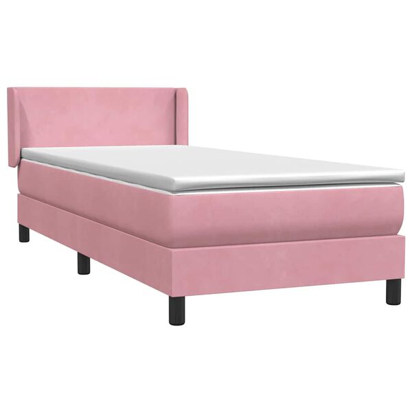 vidaXL Cama com molas/colch&atilde;o rosa 90x210 cm veludo