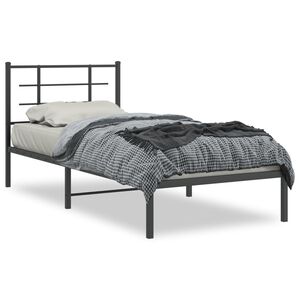 vidaXL Estrutura de cama com cabeceira 90x190 cm metal preto