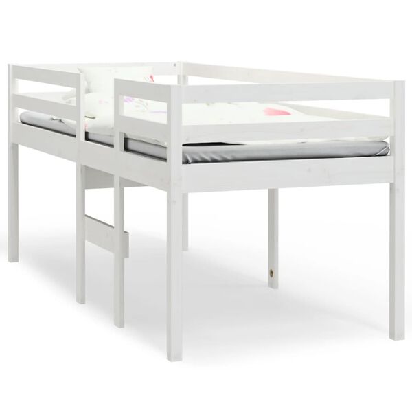 vidaXL Cama alta 75x190 cm madeira de pinho maciça branco