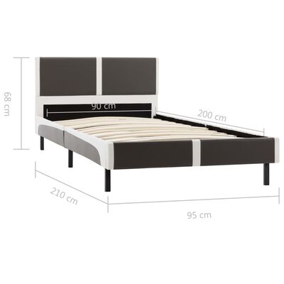 vidaXL Estrutura de cama 90x200 cm couro artificial cinzento e branco