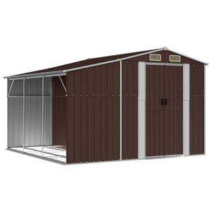 vidaXL Abrigo de jardim 277x279x179 cm a&ccedil;o galvanizado castanho