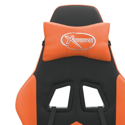 vidaXL Cadeira gaming giratória couro artificial preto e laranja