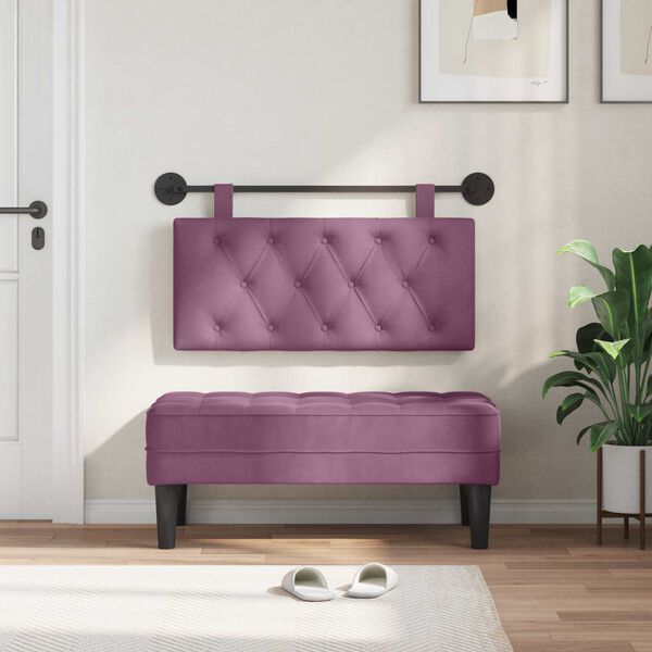 vidaXL Cabeceira Suspensa Roxo 100 x 55 x 7 cm Veludo