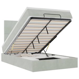 vidaXL Estrutura de cama otomana com colch&otilde;es cinza claro Veludo