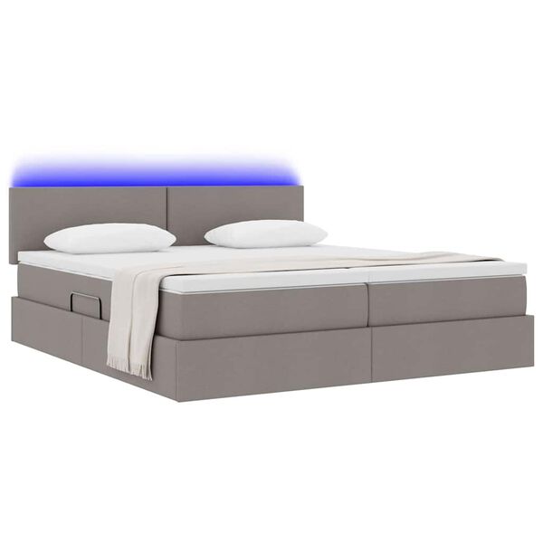 vidaXL Cama com cabeceira Cinzento-acastanhado 180 x 200 cm tecido