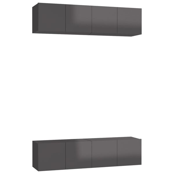 vidaXL M&oacute;veis de TV 4 pcs 60x30x30 cm contraplacado cinzento brilhante