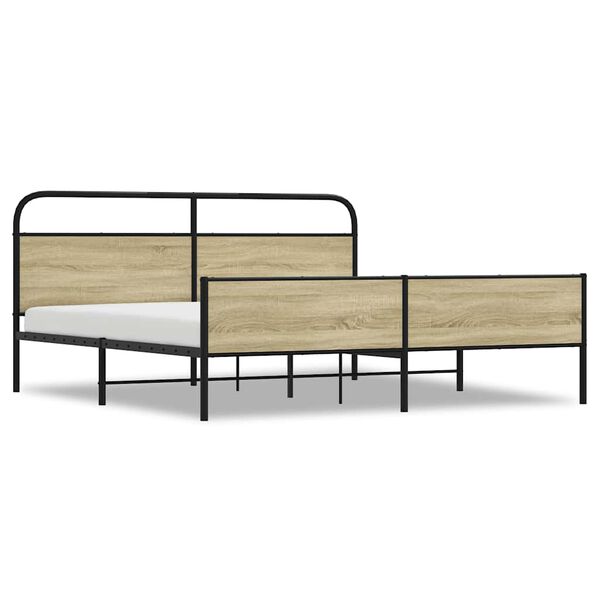 vidaXL Estrutura de cama sem colch&atilde;o 183x213cm metal carvalho sonoma