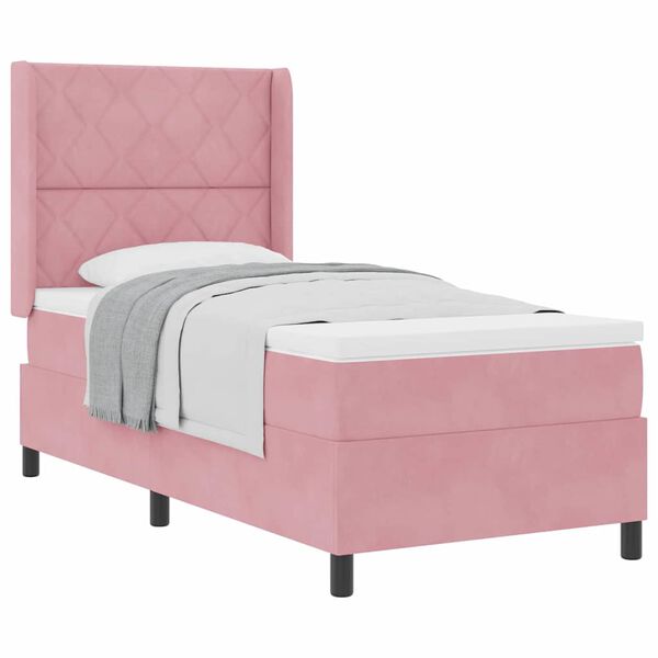 vidaXL Cama Box com cabeceira Rosa 90 x 190 cm Veludo