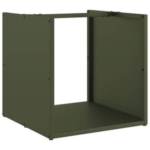vidaXL Suporte para lenha a&ccedil;o laminado a frio verde azeitona
