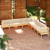 vidaXL 9 pcs conjunto lounge jardim c/ almofad&otilde;es creme pinho maci&ccedil;o
