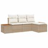 vidaXL Conjunto de Sof&aacute; de Jardim 4 unid. Bege vime PE