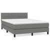 vidaXL Cama com molas/colch&atilde;o 140x190 cm tecido cinzento-escuro