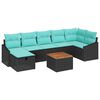 vidaXL Conjunto de Sof&aacute; de Jardim com almofada 8 pcs Preto vime PE