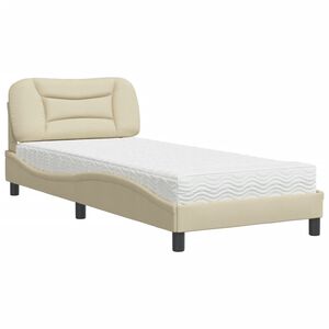vidaXL Cama com colch&atilde;o Hvar 90x190 cm tecido cor creme