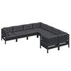 vidaXL 8 pcs conjunto lounge jardim c/ almofadões pinho maciço preto