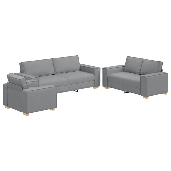 vidaXL Sof&aacute; 3 pcs Cinzento-claro 220 x 80 x 84 cm
