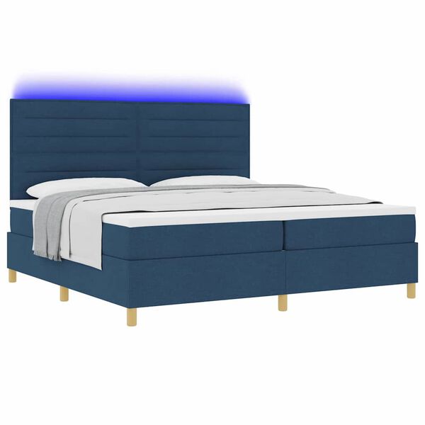 vidaXL Cama Box com colch&atilde;o com cabeceira Azul 200 x 200 cm tecido