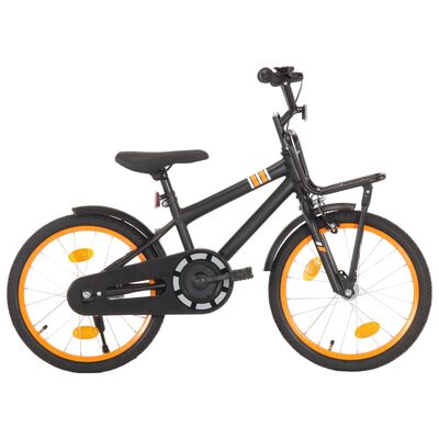 vidaXL Bicicleta criança c/ plataforma frontal roda 18" preto/laranja