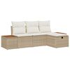 vidaXL Conjunto de Sof&aacute; de Jardim 4 unid. Bege vime PE