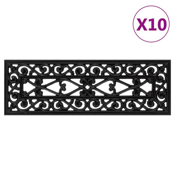 vidaXL Tapetes para degraus de escada 10 pcs 25x75 cm borracha