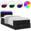 vidaXL Cama Otomana com colch&atilde;o & LEDs 80x200cm tecido preto