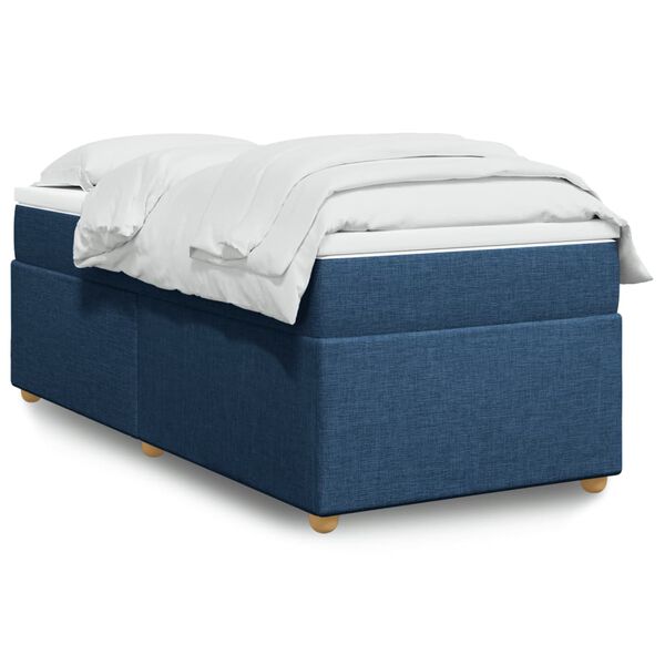 vidaXL Cama com molas/colch&atilde;o 90x200 cm tecido azul