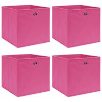 vidaXL Caixas de arrumação 4 pcs 32x32x32 cm tecido rosa