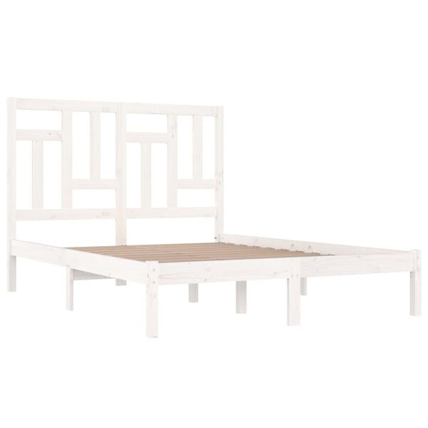 vidaXL Cama sem colch&atilde;o 140x190 cm madeira de pinho maci&ccedil;a branco